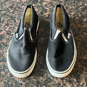 Vans Black and White Slip-On Canvas Sneakers size 10.5